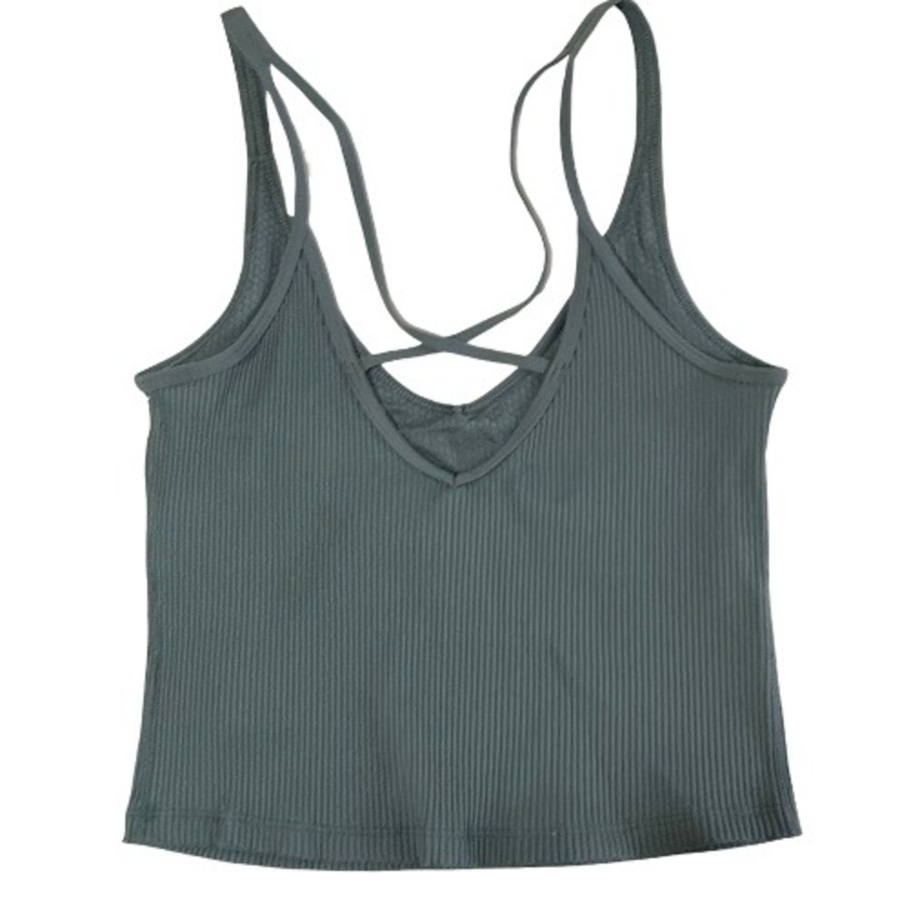Vuori Rib Crop Tank Top Women's Size S Stone Ribbed Activewear - Picture 4 of 8